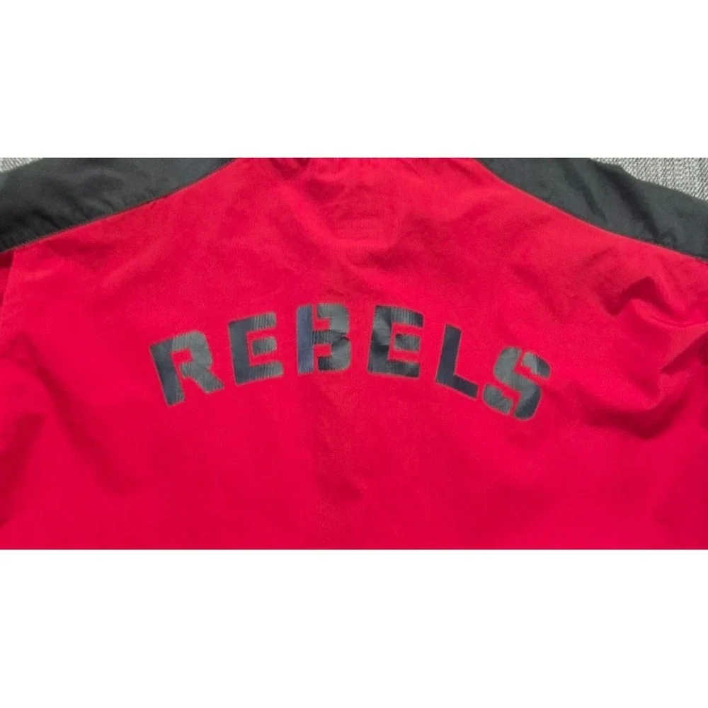 Ole Miss Rebels Nike red 1/4 zip sideline jacket short sleeves LG team logo HYDR